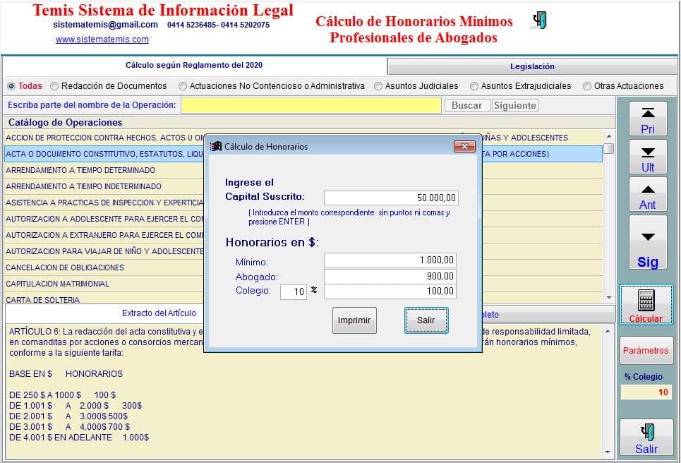 Cálculo según el capital suscrito - sistematemis.com