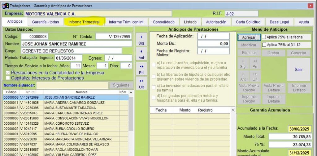 Módulo de Garantía y Anticipos de Prestaciones Sociales - SistemaTemis.com